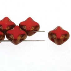6mm Cz 2-Hole Silky Table-Cut X Red Bronze Beads - Pack of 40