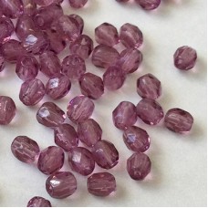 3mm Czech Fire Polish Beads - Mid Amethyst - Pack of 50