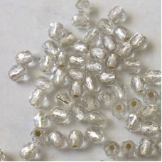 3mm Czech Fire Polished Beads - Silver Lined Crystal - Pack of 50