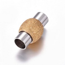 19x11mm (6mm ID) 304 Stainless Steel Magnetic Clasp with Gold Stardust Centre - Each