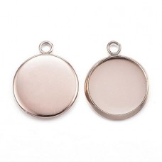 12mm Light Rose Gold Stainless Steel Cabochon Setting Bezel Drops - Pack of 4