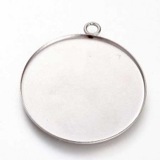 40mm ID Stainless Steel Pendant Cabochon Bezel Setting - Pack of 4