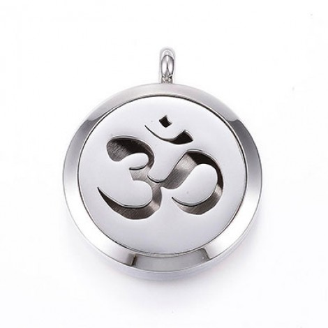 30mm (23mm ID) 316 Stainless Steel Essential Oil Diffuser Floating Locket - Ohm