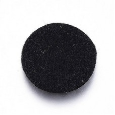 22mm Black Flat Round Fibre Essential Oil Diffuser Locket Pads - Pack of 10