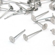 4mm Flat Pad 304 Stainless Steel Earposts - Pack of 24 Pair