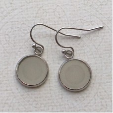 12mm ID 304 Stainless Steel Cabochon Settings with Ball-Tip Earwires - Per Pair