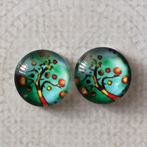 12mm Art Glass Backed Cabochons - Tree of Life Series 3