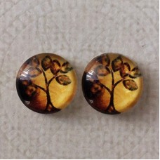 12mm Art Glass Backed Cabochons - Tree of Life Series 5 - Per Pair
