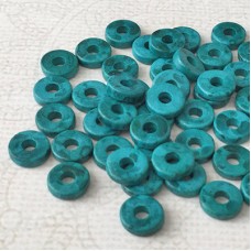 8x3mm Greek Ceramic Washer Beads - Seaweed - Pack of 50