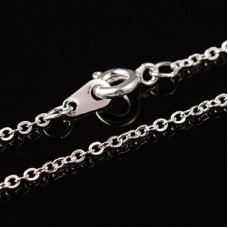 20" (50cm) Silver Plated Brass 1.5mm Fine Flat Cable Necklace Chains - Each