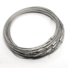 17.5" (43.5cm) 1mm Clear Coated Steel Necklace w-Screw Clasp - Pack of 2