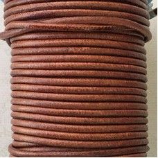 3mm Euro Leather Round Cord - Tobacco - Per Metre