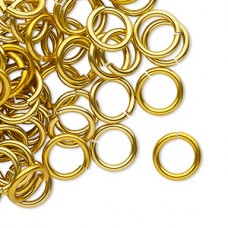 10mm 15ga Hard Anodized Aluminium Jumprings - Gold - Pack of 100