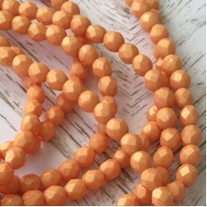 4mm Czech Firepolish Beads - Semi Matte Pacifica Tangerine - Pack of 50