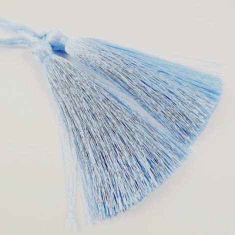 77mm Turkish Silk Thread Long Tassels - Baby Blue