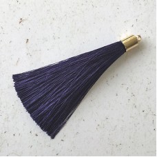 70mm Silk Tassels with Gold Beadcap - Navy Blue - Per Pair