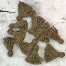 15mm Tiny Cotton Tassels - Khaki Pack of 10