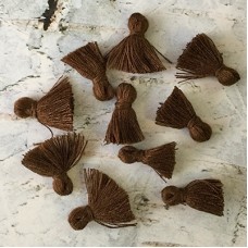 15mm Tiny Cotton Tassels - Chocolate Brown - Pack of 10