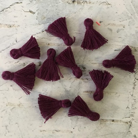 15mm Tiny Cotton Tassels - Violet Purple
