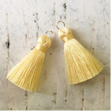 40mm Silk Tassels with Silver Jumpring - Cream - 1 pair