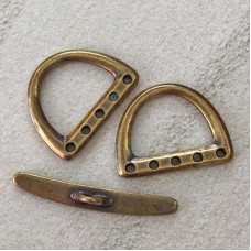 TierraCast Large 5-Hole D-Ring Clasp Set - Brass Oxide - Per set