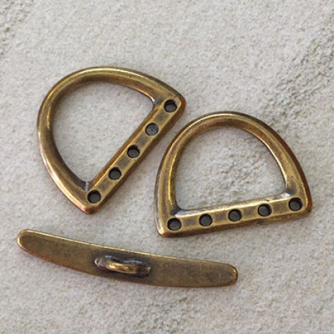 TierraCast Large 5-Hole D-Ring Clasp Set - Brass Oxide - Per set