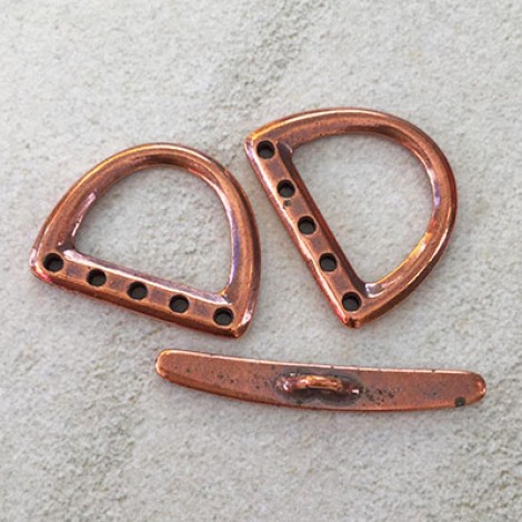 TierraCast Large 5-Hole D-Ring Clasp Set - Antique Copper - Per set