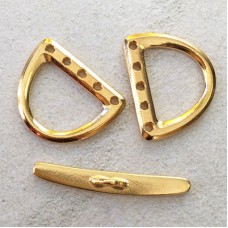 TierraCast Large 5-Hole D-Ring Clasp Set - 22K Gold Plated - Per set