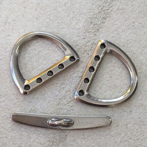 TierraCast Large 5-Hole D-Ring Clasp Set - Antique Pewter - Per set