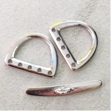 TierraCast Large 5-Hole D-Ring Clasp Set - Bright Rhodium Plate - Per set