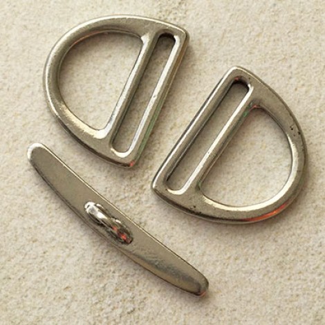 24mm TierraCast Slotted D-Ring Toggle Clasps - Antique Pewter