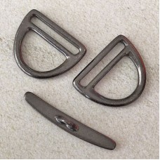 24mm TierraCast Slotted D-Ring Toggle Clasps - Black Oxide - Each