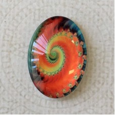 18x25mm Art Glass Oval Glass Cabochons - Fractals 2 - Each