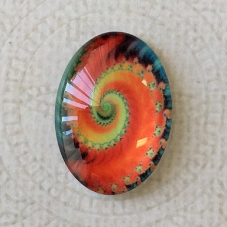 18x25mm Art Glass Oval Glass Cabochons - Fractals 2 - Each