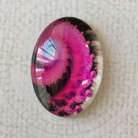 18x25mm Art Glass Oval Glass Cabochons - Fractals 3 - Each