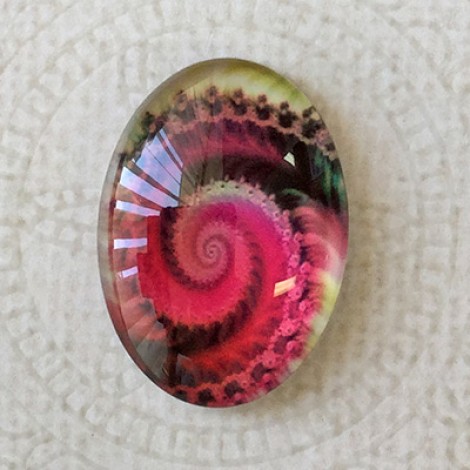 18x25mm Art Glass Oval Glass Cabochons - Fractals 4 - Each