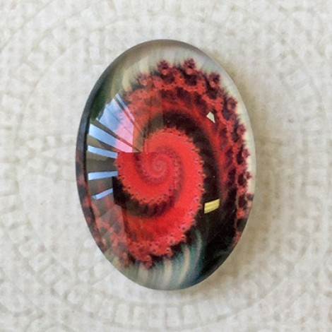 18x25mm Art Glass Oval Glass Cabochons - Fractals 5 - Each 18x25mm Art Glass Oval Glass Cabochons - Fractals 5 - Each