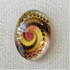 18x25mm Art Glass Oval Glass Cabochons - Fractals 6 - Each