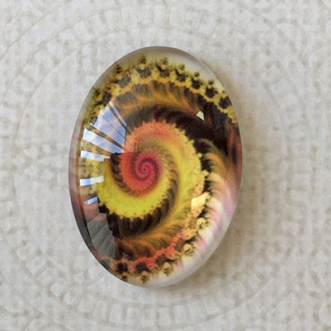 18x25mm Art Glass Oval Glass Cabochons - Fractals 6 - Each 18x25mm Art Glass Oval Glass Cabochons - Fractals 6 - Each