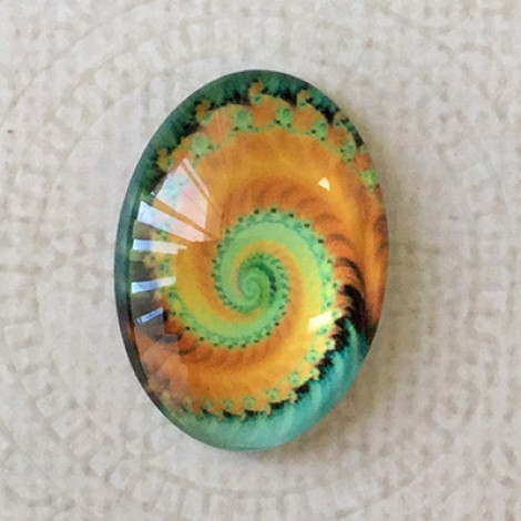 18x25mm Art Glass Oval Glass Cabochons - Fractals 7 - Each