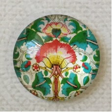 25mm Art Glass Backed Cabochons - Art Flowers 1 - Each
