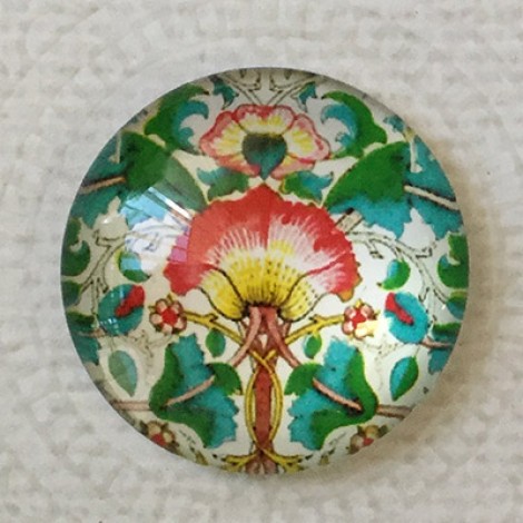 25mm Art Glass Backed Cabochons - Art Flowers 1 - Each 25mm Art Glass Backed Cabochons - Art Flowers 1 - Each