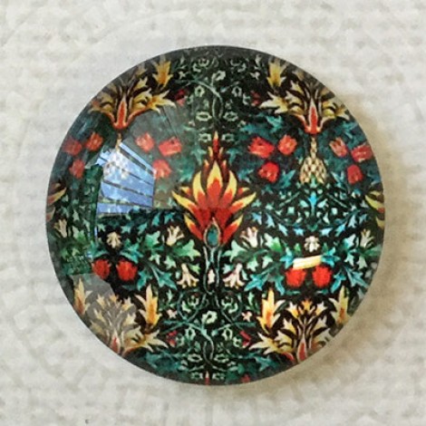 25mm Art Glass Backed Cabochons - Art Flowers 10 - Each 25mm Art Glass Backed Cabochons - Art Flowers 10 - Each