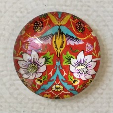 25mm Art Glass Backed Cabochons - Art Flowers 2 - Each