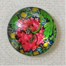 25mm Art Glass Backed Cabochons - Art Flowers 5 - Each
