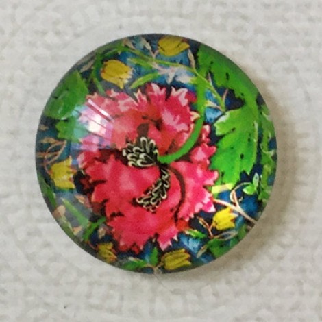 25mm Art Glass Backed Cabochons - Art Flowers 5 - Each 25mm Art Glass Backed Cabochons - Art Flowers 5 - Each