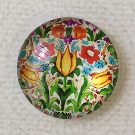 25mm Art Glass Backed Cabochons - Art Flowers 6 - Each 25mm Art Glass Backed Cabochons - Art Flowers 6 - Each