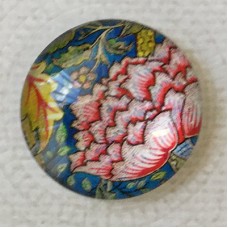 25mm Art Glass Backed Cabochons - Art Flowers 7 - Each