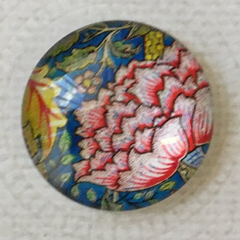 25mm Art Glass Backed Cabochons - Art Flowers 7 - Each