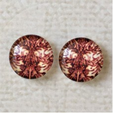 10mm Art Glass Backed Cabochons - Art Flowers 12 - Per Pair